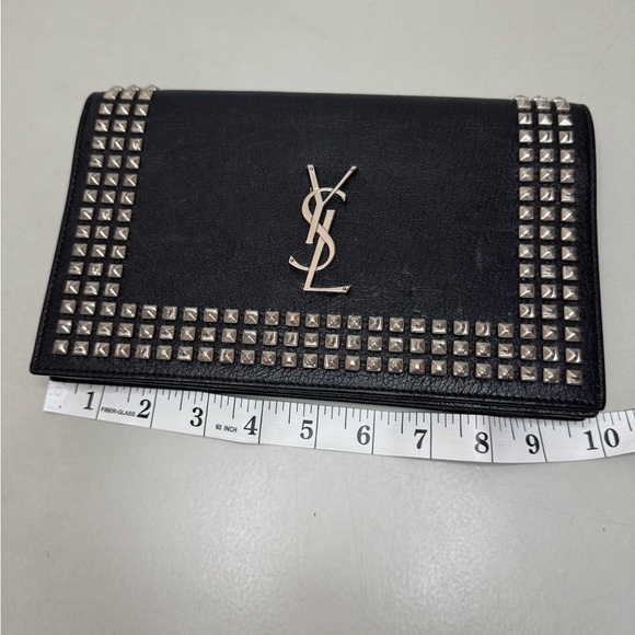 Saint Laurent Black Calfskin Silver Studded Clutch CB801 – Rare & Authentic - Picture 3 of 17